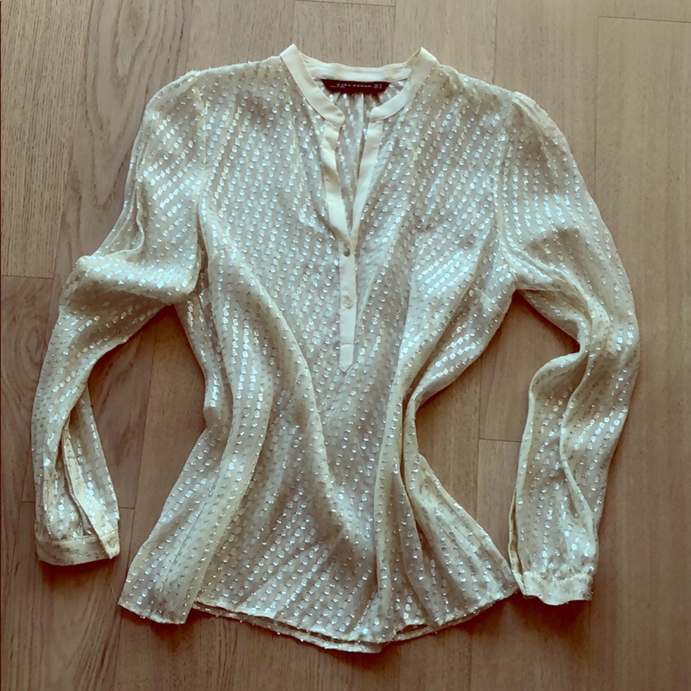 Shimmery cream Zara Blouse Size M